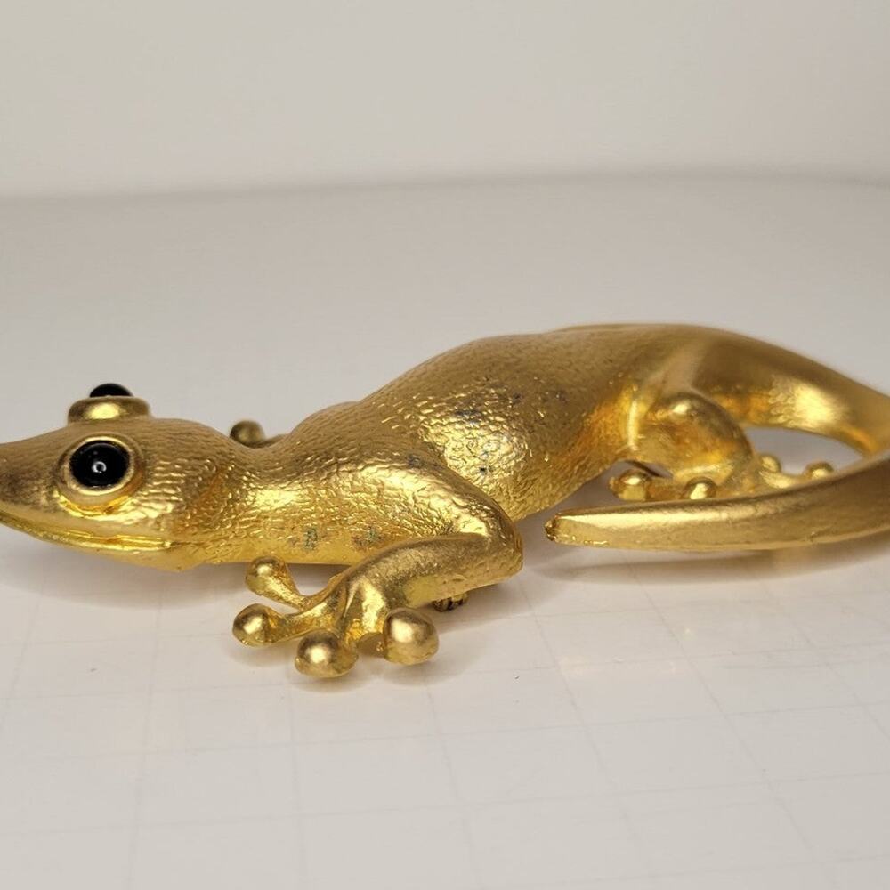 VintageVintage Gold Tone Gecko Lizard Brooch - Picture 12 of 12